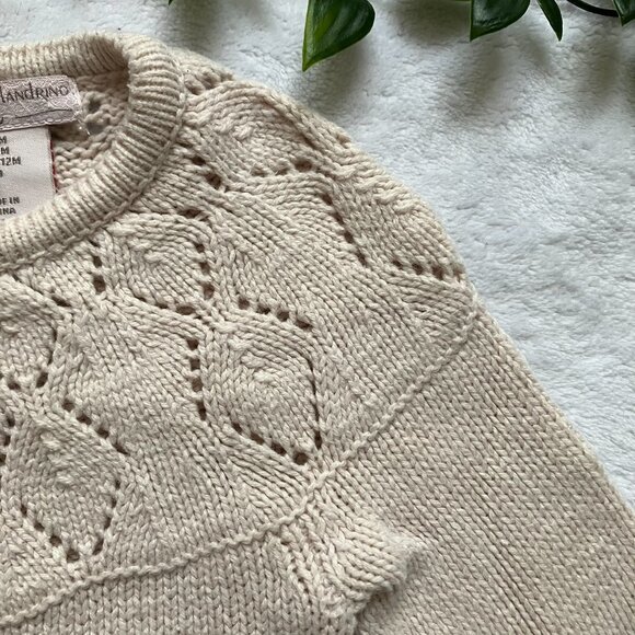 Catherine Malandrino Mini Sweater Baby Dress 12M | Cream Knit w/ Flowers VGUC - Picture 5 of 16